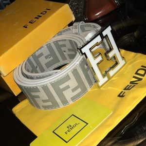 White Fendi belt